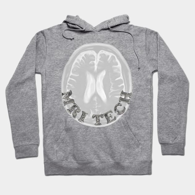 MRI Tech Metal Font with Brain White BG Hoodie by Humerushumor